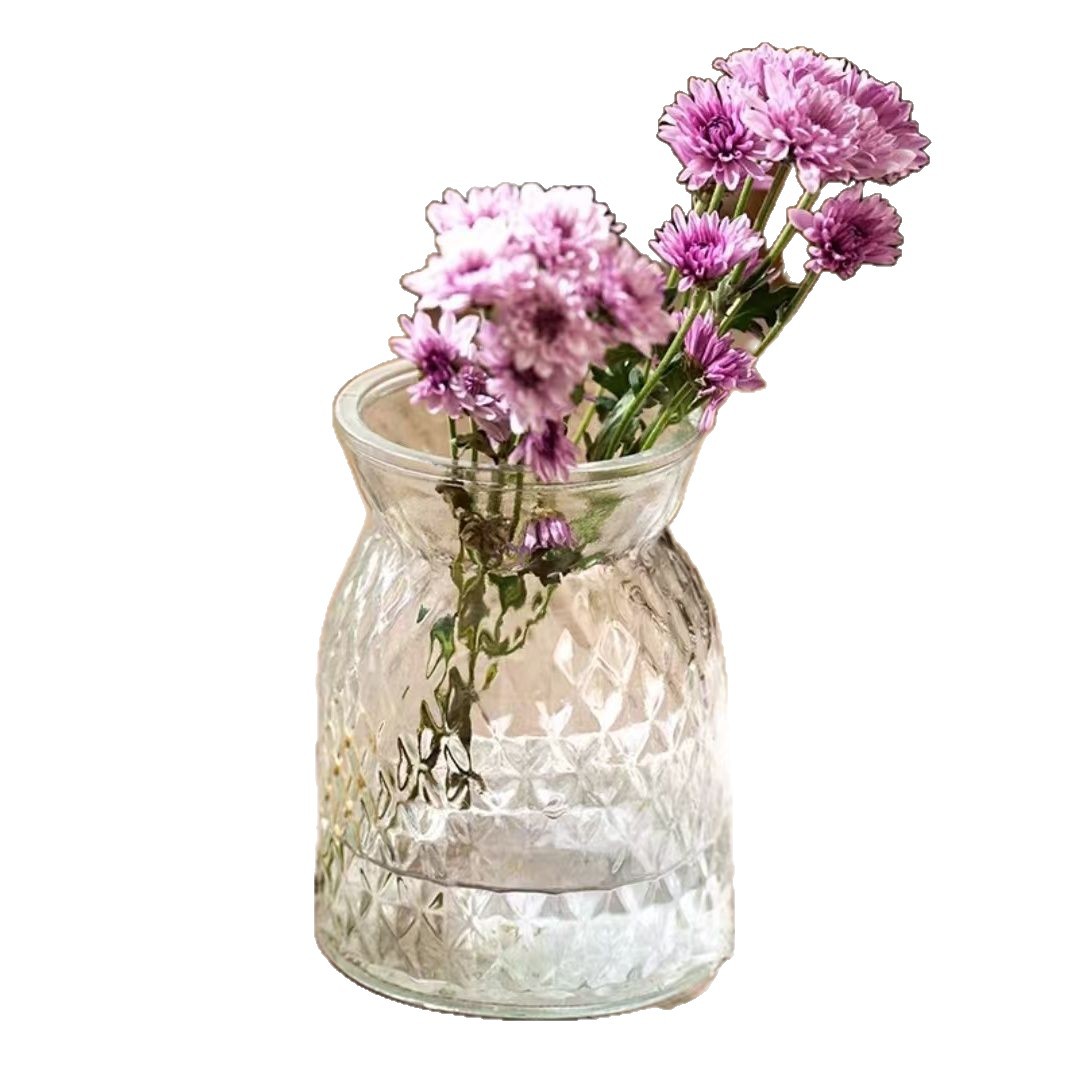 Luxuriöse transparente Vase aus Glas mit Retro-Prägung